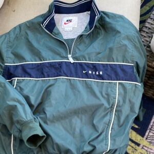 Vintage 90s Nike White Tag Colorblock 1/4 Zip Windbreaker Jacket Teal Navy M